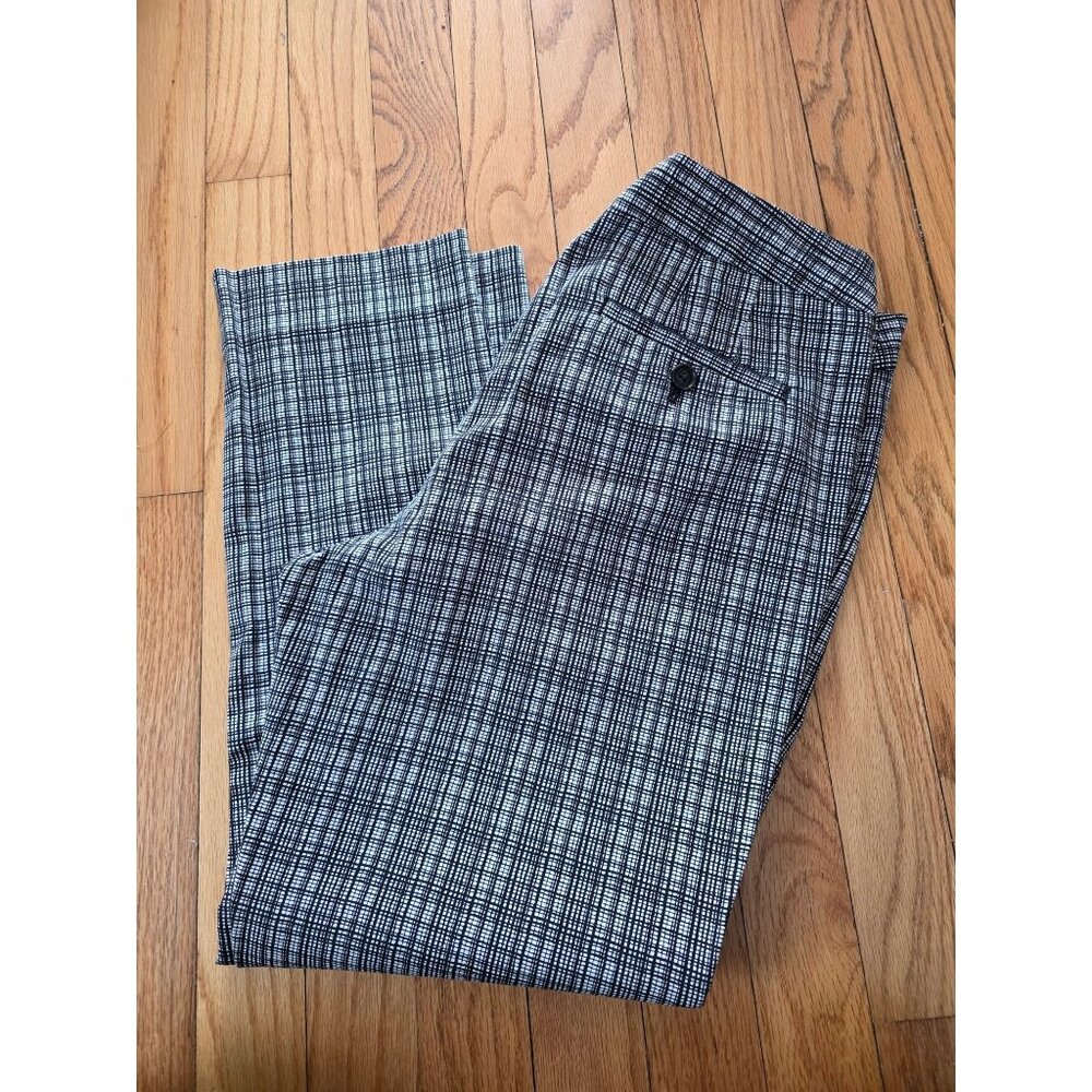 Brooks Brothers Womens Black & White Plaid Pants Size 6 Natalie Fit Wool Blend S